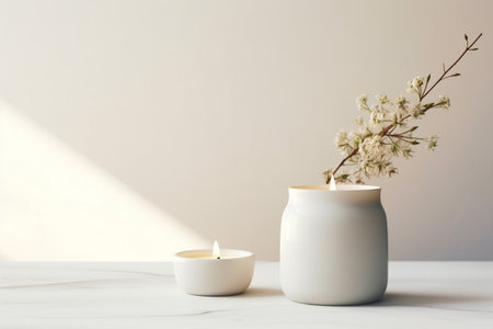 Elegant Candle and Vases Composition. Generative AIの素材