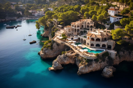 Picturesque Camp de Mar, Mallorca, Balearic Islands, Spain. Generative AIの素材