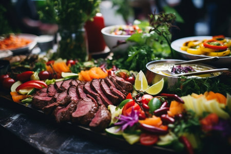 Delicious Catering Buffet in Restaurant. Generative AIの素材