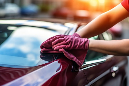 Car Detailing with Microfiber Cloth. Generative AIの素材