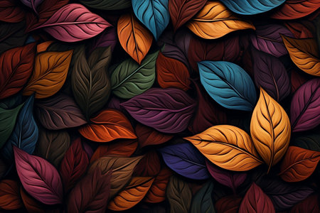 Vibrant Leaves Foliage Artwork. Generative AIの素材