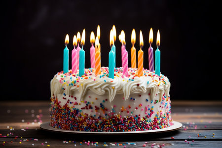 Colorful Sprinkle Birthday Cake. Generative AIの素材