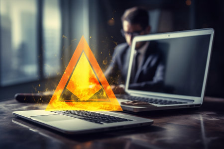 Modern Business Professional with Warning Sign. Generative AIの素材