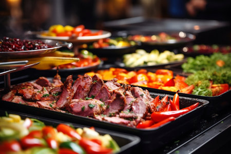 Sumptuous Catering Buffet in a Restaurant. Generative AIの素材