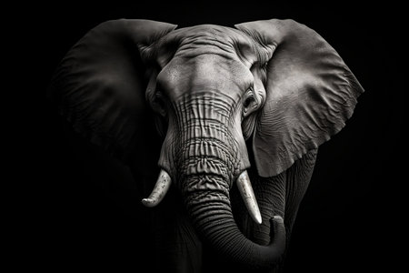 Isolated Elephant Close-Up. Generative AIの素材