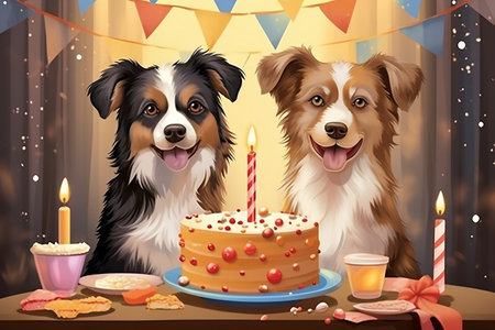 Dog's Birthday Celebration. Generative AIの素材