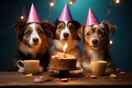 Dog's Birthday Celebration. Generative AIの素材