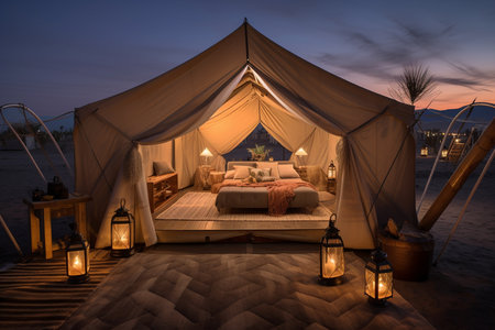 Luxury Camping Experience. Generative AIの素材