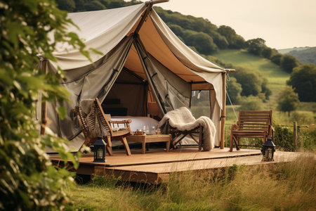 Luxury Camping Experience. Generative AIの素材