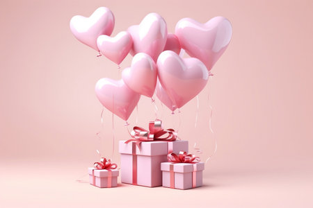 Heart-shaped Balloons Birthday Celebration. Generative AIの素材
