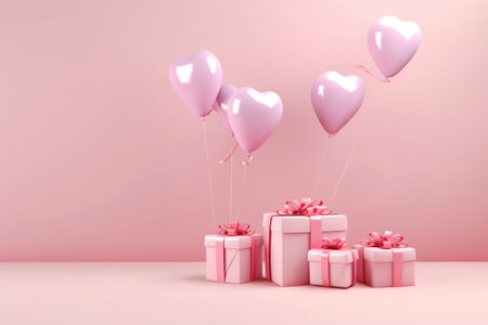 Heart-shaped Balloons Birthday Celebration. Generative AIの素材