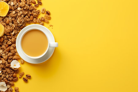 Breakfast Set with Coffee and Granola. Generative AIの素材