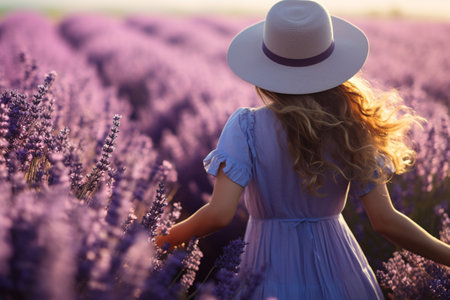Happy Woman in Lavender. Generative AIの素材