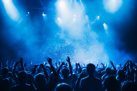 Epic Live Rock Concert Party Festival Night Club Crowd. Generative AIの素材