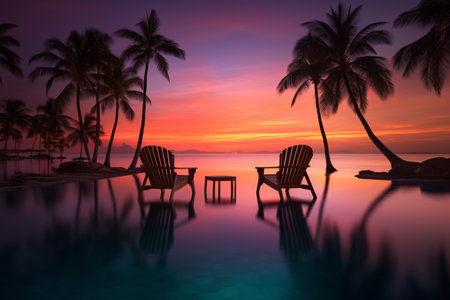 Elegant Poolside Paradise. Generative AIの素材