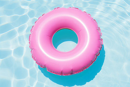 Pink Donut Shaped Inflatable Pool Float. Generative AIの素材