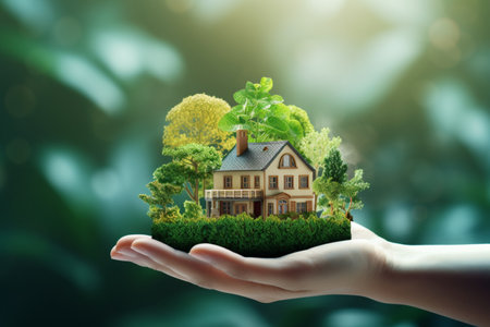 Enchanted Family Eco Home. Generative AIの素材