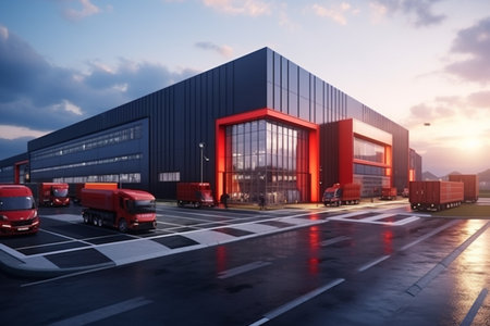Realistic Logistic Business Transport Warehouse. Generative AIの素材