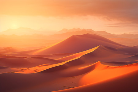 Mountain Sunset and Sand Dunes. Generative AIの素材