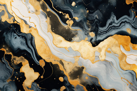 Golden Fractal Flowers Wall Art. Generative AIの素材