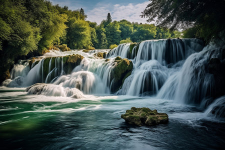 Krka Waterfall, Dalmatia, Croatia. Generative AIの素材
