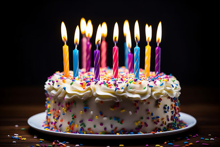 Colorful Sprinkle Birthday Cake. Generative AIの素材