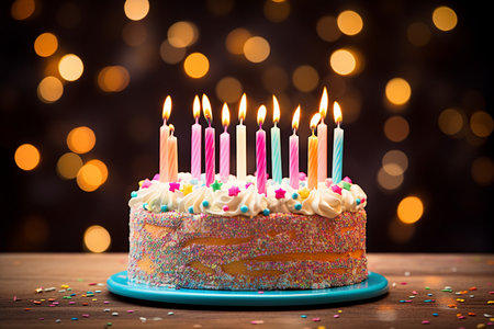 Colorful Sprinkle Birthday Cake. Generative AIの素材