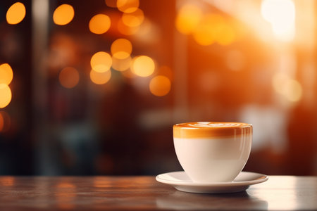 Morning Coffee with Bokeh Background. Generative AIの素材