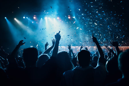 Live Rock Concert Party Festival Night Club Crowd. Generative AIの素材