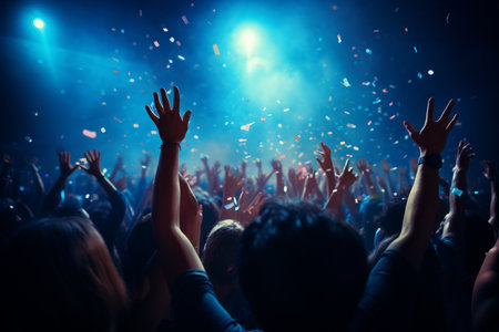 Live Rock Concert Party Festival Night Club Crowd. Generative AIの素材