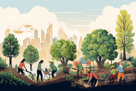 Community Gardening. Generative AIの素材