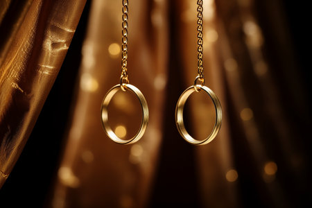 Elegant Wedding Rings on a String. Generative AIの素材
