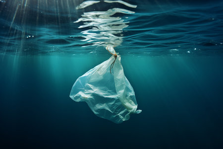 Ocean Litter: Plastic Debris in the Sea. Generative AIの素材