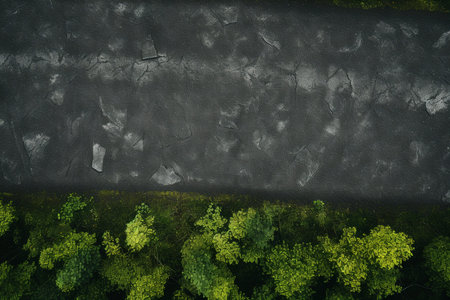 Aerial Road and Green Landscape. Generative AIの素材