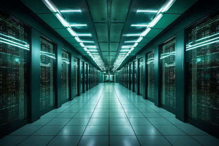 Datacenter Interior Exploration. Generative AIの素材