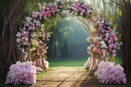 Elegant Wedding Arch. Generative AIの素材