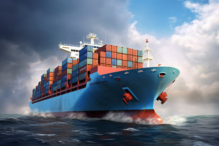 Cargo Ship Container. Generative AIの素材