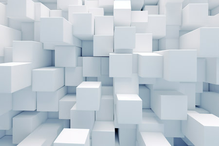 Abstract Geometric Background with White Cubes. Generative AIの素材
