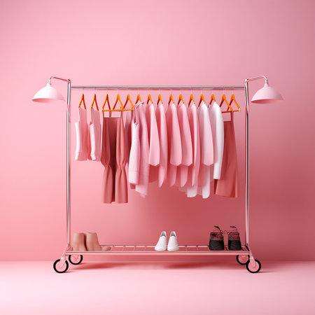 Pink Clothing Rack. Generative AIの素材