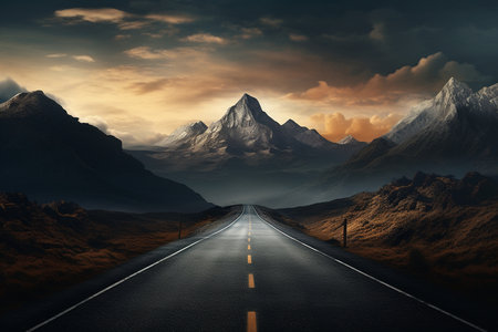 Mountain Pass Road. Generative AIの素材