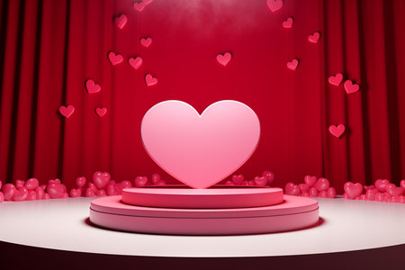 Love Heart Podium Background Mockup. Generative AIの素材