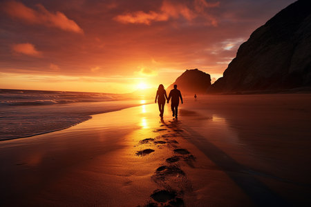 Tranquil Beach Sunset. Generative AIの素材