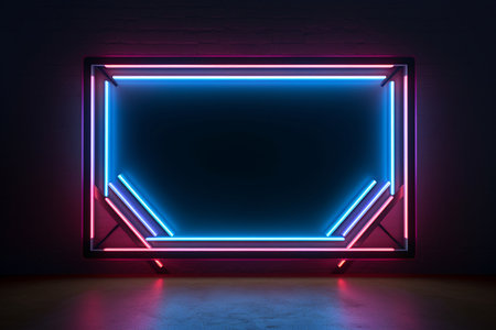 Vibrant Neon Light Frame. Generative AIの素材