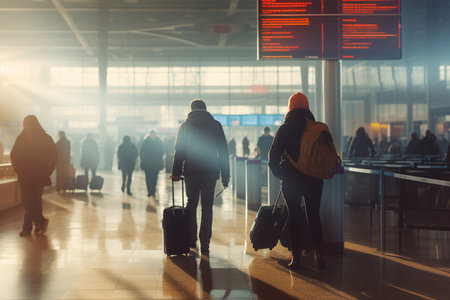 Travelers at the Airport. Generative AIの素材