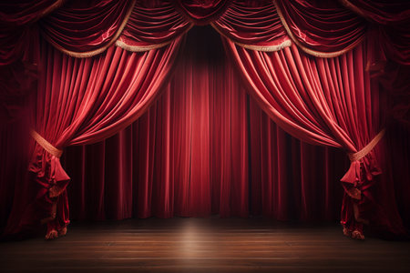 Vibrant Stage Curtain. Generative AIの素材