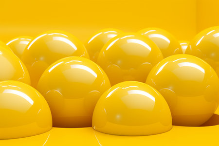 Vibrant Yellow Abstract Sphere. Generative AIの素材