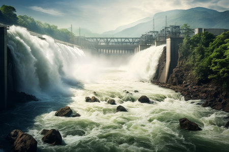 Renewable Power Hydro Dam. Generative AIの素材