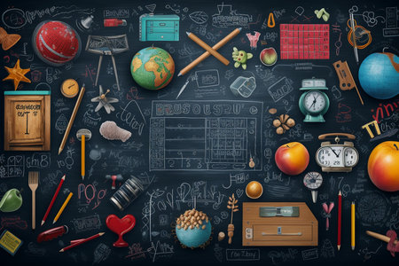 Chalkboard Back to School Theme. Generative AIの素材
