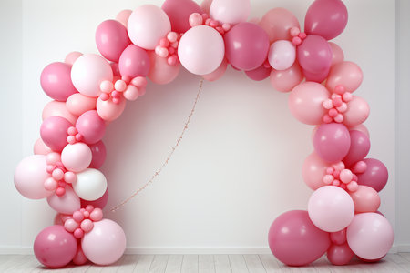 Joyful Birthday Celebration with Festive Balloon Decor. Generative AIの素材
