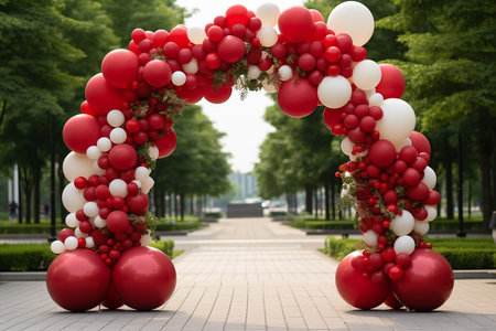 Joyful Birthday Celebration with Festive Balloon Decor. Generative AIの素材